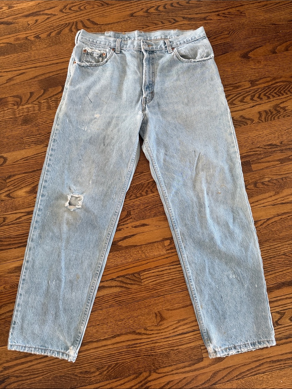 Distressed welder worn Levis size 36 x 30